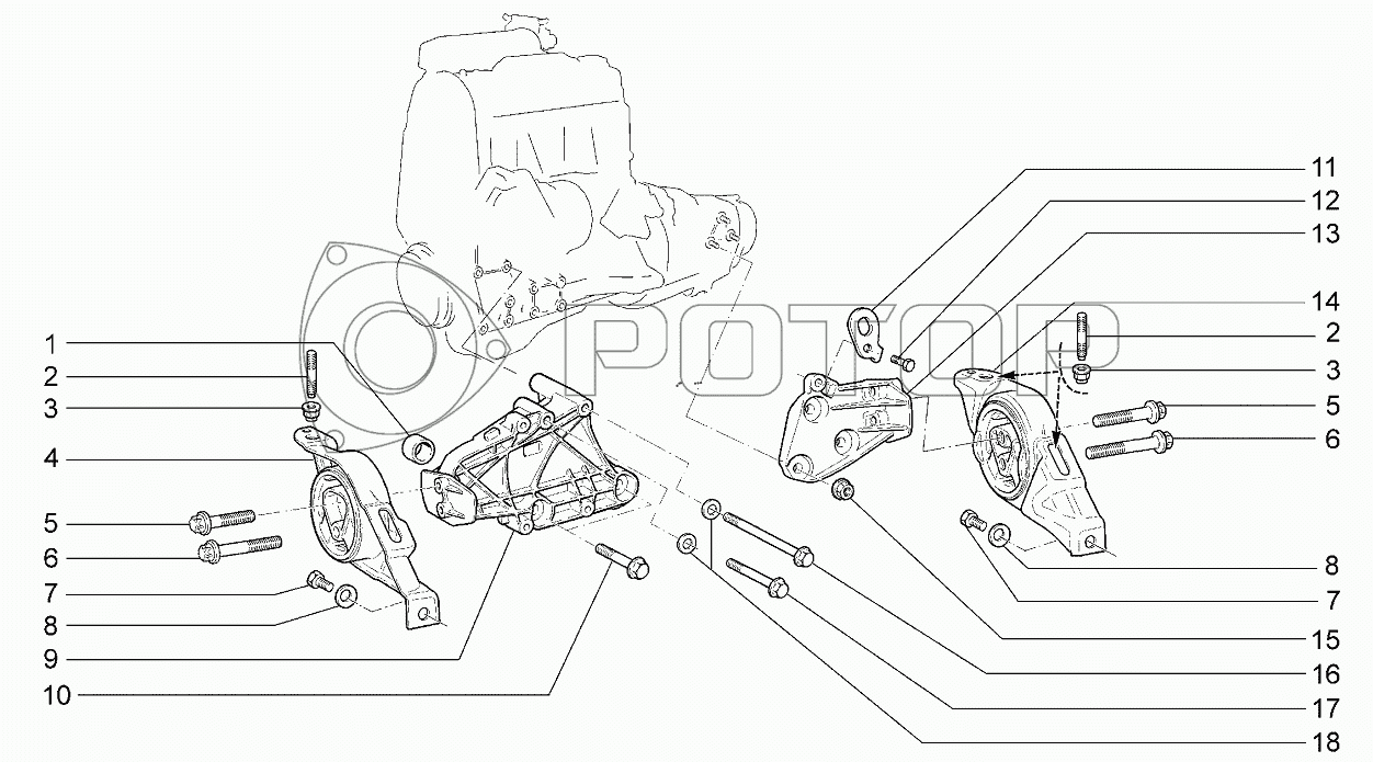 Запчасти к технике LADA Kalina 2192, 2194. Подвеска двигателя