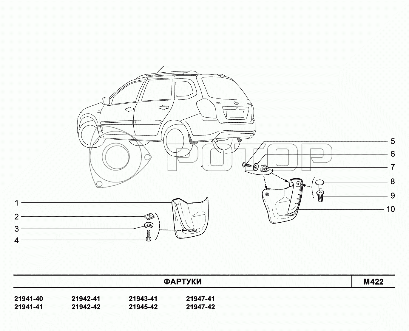 Запчасти к технике LADA Kalina 2194. M422. Фартуки