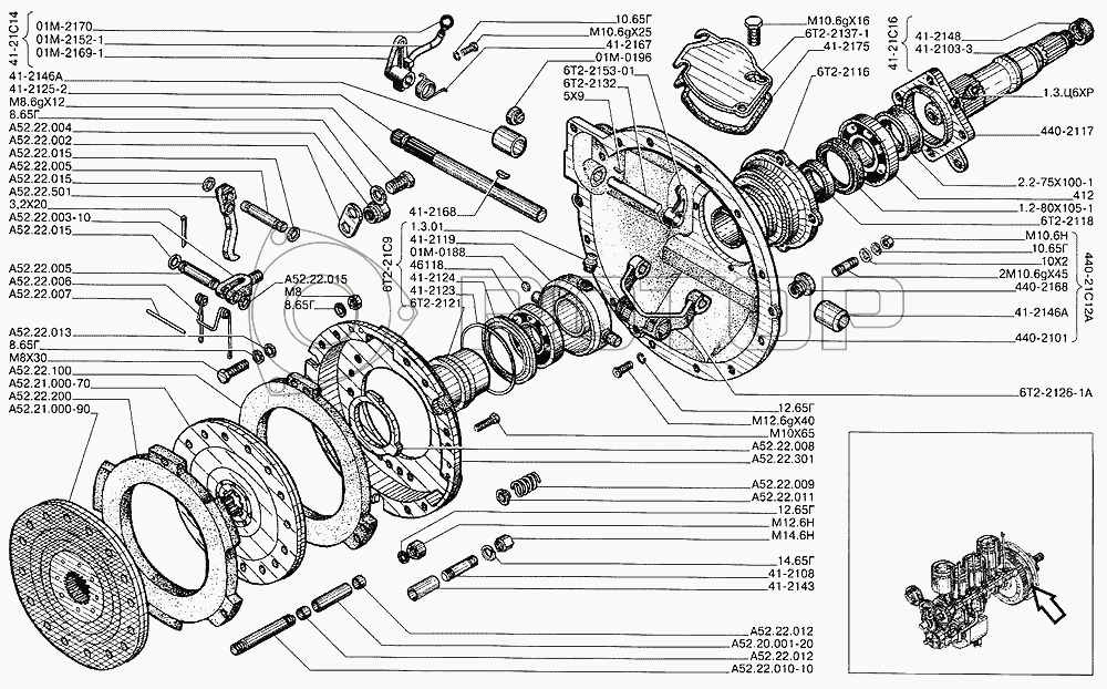 Сборка сцепления дт 75 двигатель а 41 схема