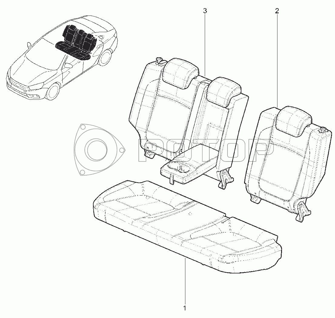 Спинка заднего сиденья с подлокотником Лада Веста