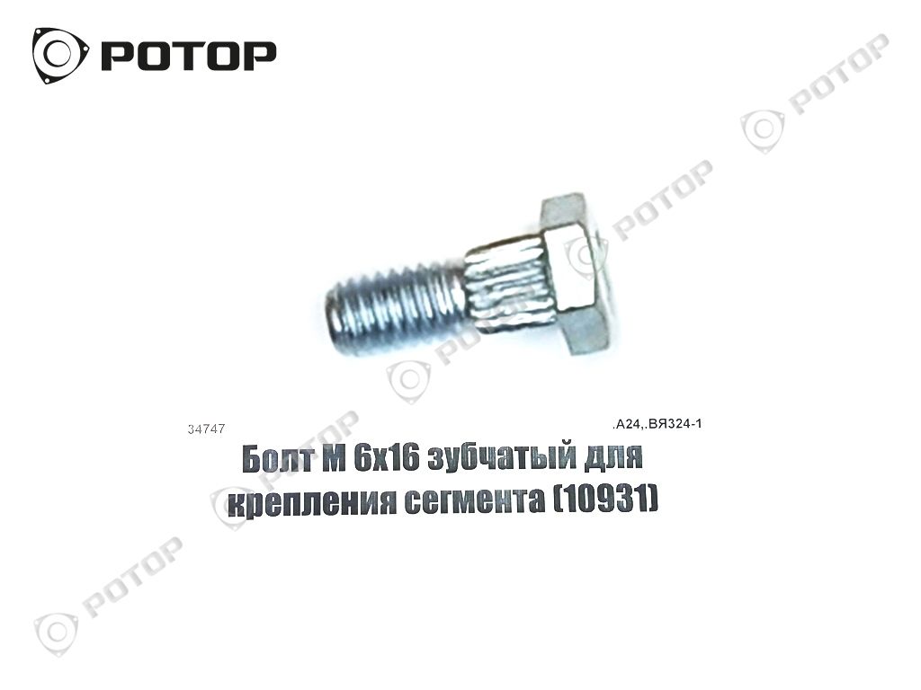 Болт сегмента М 6х16 зубчатый (10931.11) (ШХ) (А)