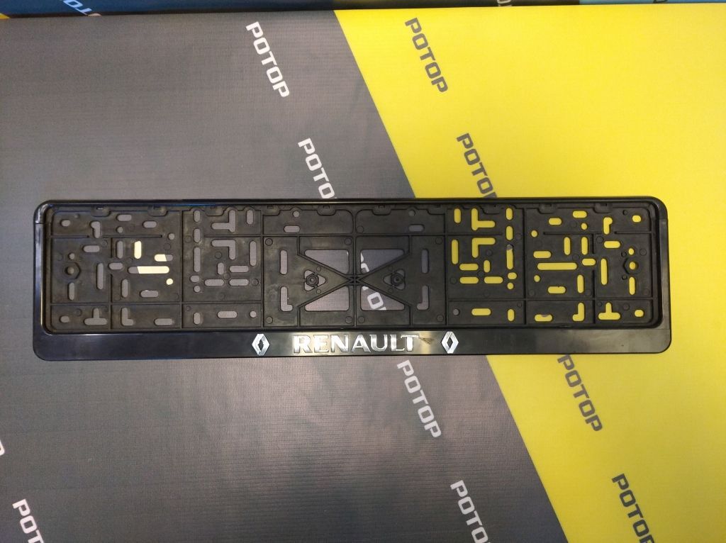 Рамка под номер с защелкой серебро RENAULT рельеф